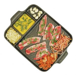 Gentle prince MULTI Roaster Grill in 6 Divided spaces Marble Aluminum Die Casting Square 47cmx 34cm