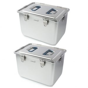 Gentle Prince all Stainless Steel 304 Storage Sealed Container with lid and handle Set 2P (15.5L + 15.5L) for Storing Kimchi through Side Dish Vegetable Made in Korea