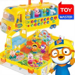 Pororo Bang ! School Bus Play Set/Foldable Bus Toy/Convenient Handle/My Own Figure!/Korean＆English＆Number Learning Toys/Pororo O.S.T/Musical Toys/10 Pororo Figures