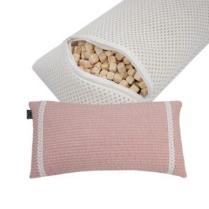 Withmolly Hinoki Cypress Eco Phytoncide Pillow with 100% cotton  Pigment Dyeing Soft  Cover (Pink) 7.87 x 15.74x 1.57 (in)