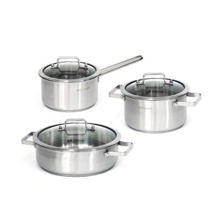 Kitchen Art IH Induction Olga 6p Cookware Set  stainless steel with 3 Glass Lids