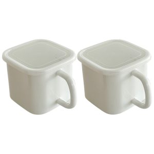 2PCS Square  enamel pan Storage with handle & lid  containers and cookware 2 in 1- 2.2L, 7.8×6.2×4.7×6.2inch