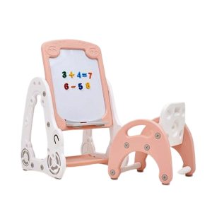 Kids Magnetic Play Desk Chair Set for children’s various activities Pink 22×22.4x37in