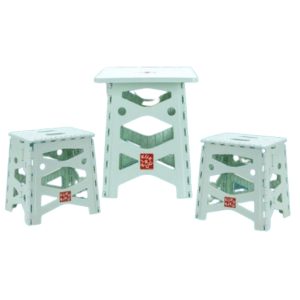 With Molly cucuriku  Portable multipurpose table and chair set for camping, outdoor, indoor, kid’s room, 1 table, 2 chairs, Mint