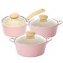 Neoflam Pink IH Induction Pot with Lid Cookware Set of 3P