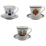 Vintage illustration saucer coffee cup set of 3P