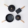 Gudul Non-stick cookware scratch-free cookware with thick innoble coating 5P Black