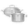 Dongwon Metal 316TI 5 Layers stainless steel Nonstick Party Wok With Lid 11″ and Double Hand Pot with lid 9.5″  for Stir-fry dish or a Soup Pot