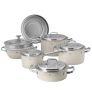 With Molly Crobel Union energy saveing  5- Ply  Ceramic Stainless Steel Pot set 5P with Lid cream