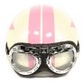 Gentle prince Motorcycle Helmet with Goggles Vintage Pilot Style free size Pink stars white