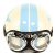 Gentle prince Motorcycle Helmet with Goggles Vintage Pilot Style free size blue stars white