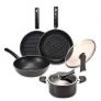 Happycall Diamond-coated porcelle line Pan and Pot Set of 5P -Frying pan IH 28cm, Royal Pan IH 28cm , Grill pan 28cm  ,Pot IH 20cm+ lid 28 cm