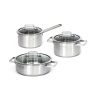 Kitchen Art IH Induction Olga 6p Cookware Set  stainless steel with 3 Glass Lids