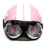Gentle prince Motorcycle Helmet with Goggles Vintage Pilot Style free size white stars pink
