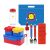 Lunch Box Bento Box Container Salad Box Oxford Block Brick Design For Children Kids Picnic Travel (BoxSet) + Spoon Fork chopsticks set+Bottle, cold pack pouch