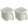 2PCS Square  enamel pan Storage with handle & lid  containers and cookware 2 in 1- 2.2L, 7.8×6.2×4.7×6.2inch