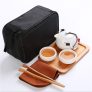 With Molly Portable Camping Tea Set  kettle 1p, tea cup 2p wooden tray storage bag  8.3(W)x5.7(D)x3.8(H)in