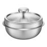 With Molly Induction stainless Korean Ttukbaegi with Lid  Hot Pot for Rice, Egg custard Soup 4.7(diameter)x2.7(h)inch