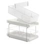 Transparent sliding storage box 2 Tier Sliding Basket Organizer Drawer as kitchen/bathroom/office 8.6×14.2×9.8inch