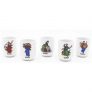 Withmolly Korean Soju Shot Glass Set – 5 Piece Ceramic Pottery Cup for Whiskey Sake Vodka Alcohol Liquor w/Korea Traditional Illustration Paintings Gift Party Decoration Display Drinking Glasses